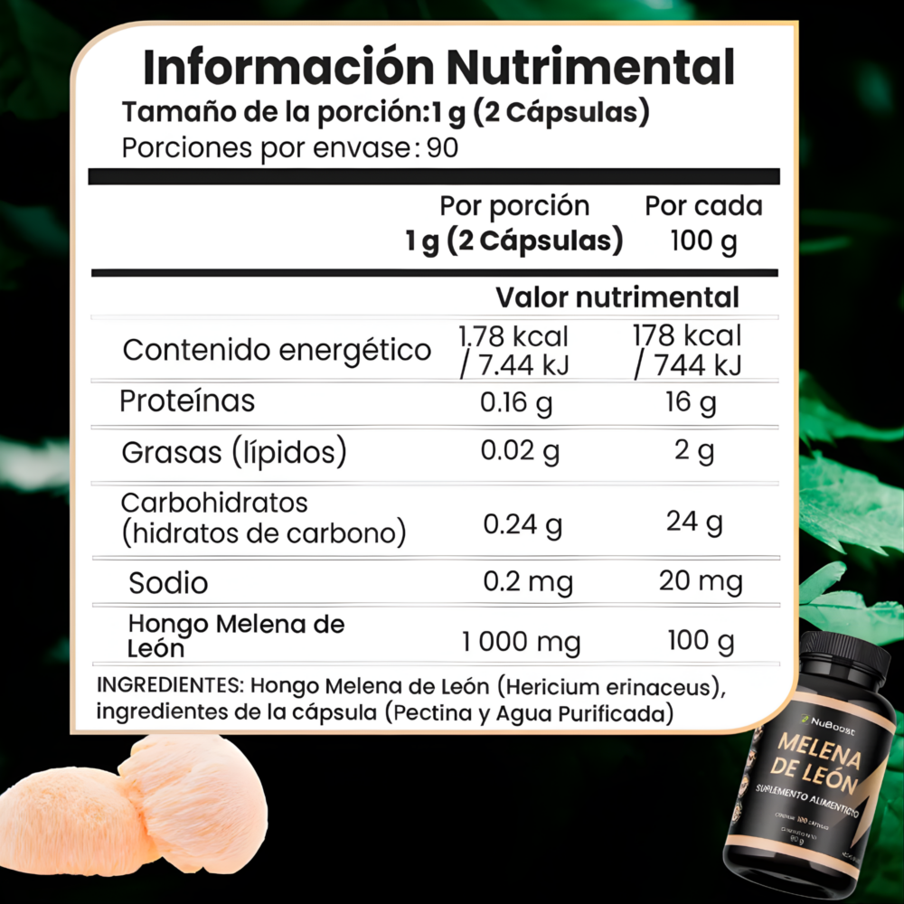 Suplemento Melena de Leon 180 Capsulas